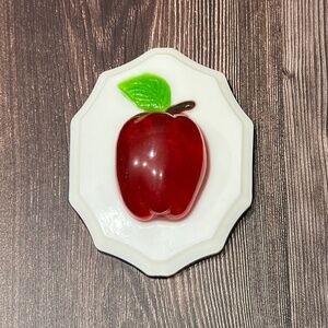 Vintage 70s Molded Lucite Apple Wall Plaque Retro Kitchen Fruit Decor Mid Mod